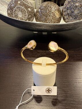 Tory Burch Gold Open Cuff with Mother-of-Pearl Discs